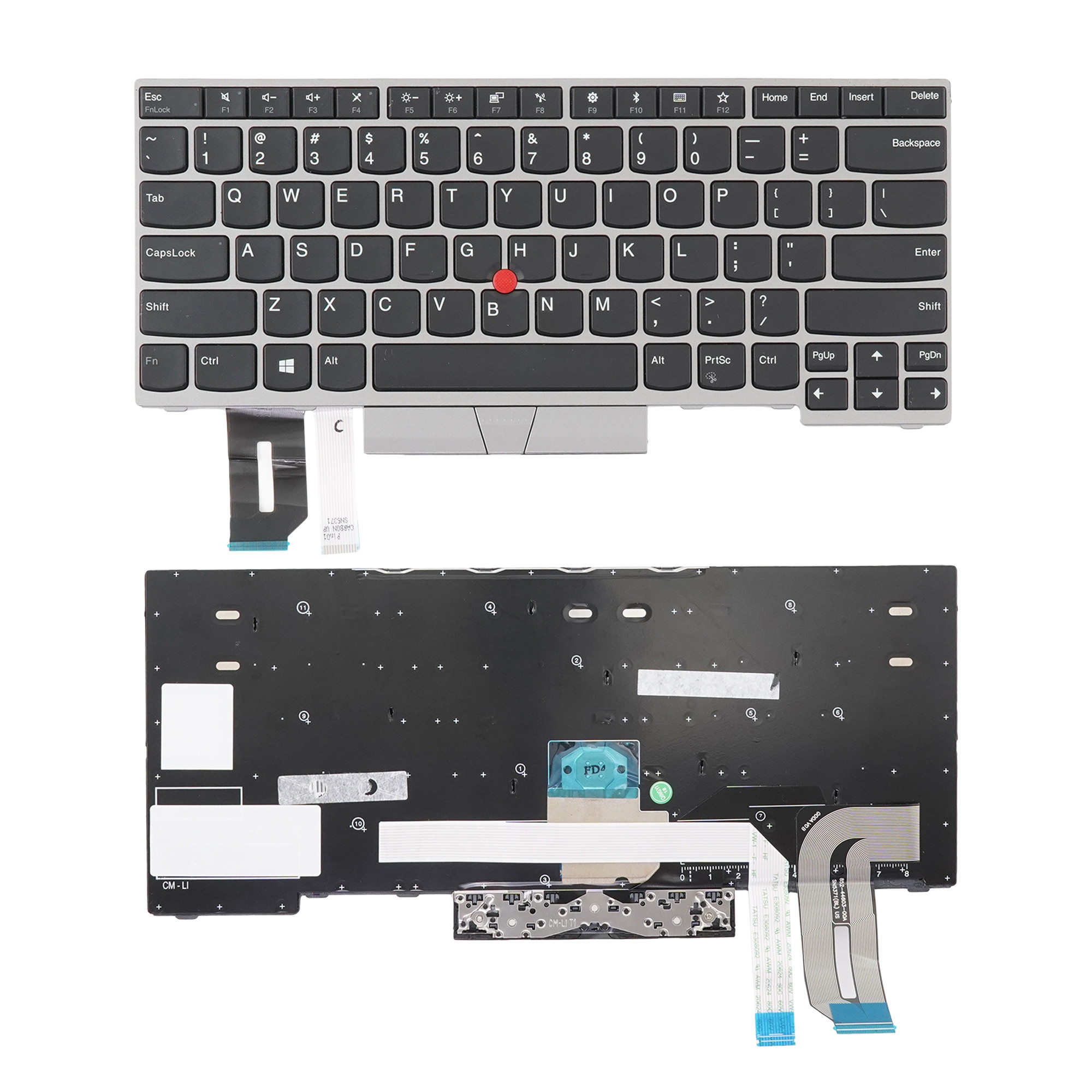 Купить клавиатура для ноутбука IBM Thinkpad E480, L480 черная с серой рамкой (английская)