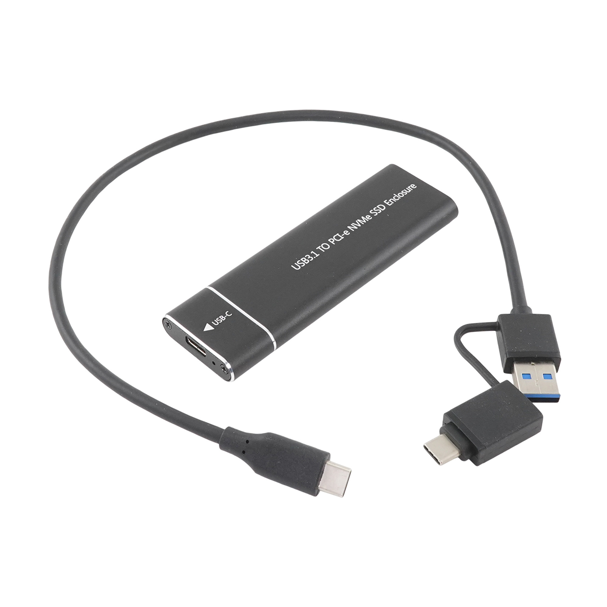 Купить  Внешний бокс для M.2 (NVMe) SATA - USB 3.1 Type-C,(кабель Type-C-Type-C/USB), черный