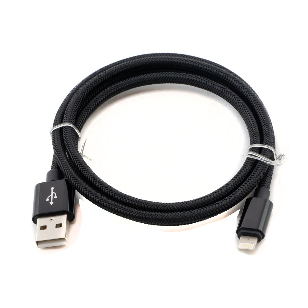 Купить  Кабель USB A - Lightning 8-pin 2A (F90) черный плетеный