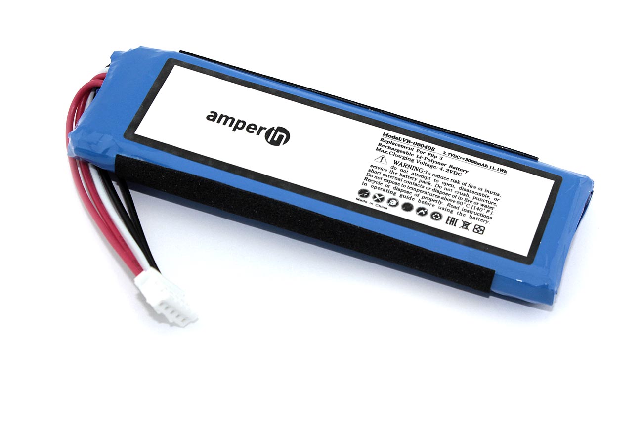 Купить аккумуляторная батарея Amperin для JBL Flip 3  3.7V  3000mAh  11.10Wh