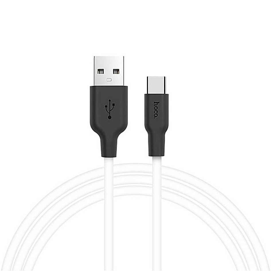 Купить кабель USB HOCO X21 Silicone, USB - Type-C, 2А, 1 м, белый