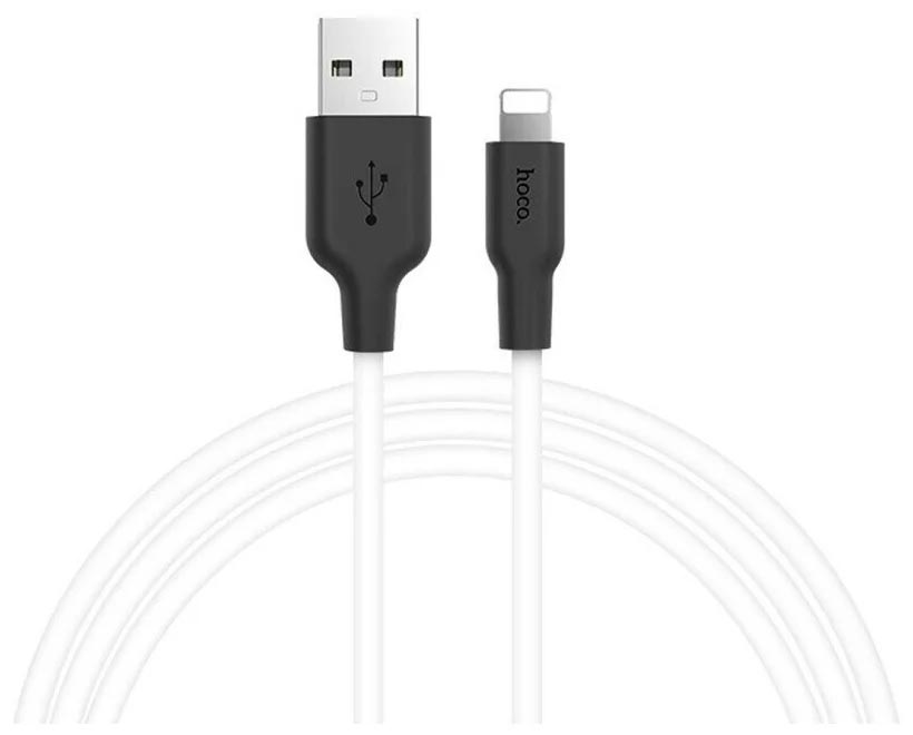 Купить кабель USB HOCO X21 Plus Silicone, USB - Lightning, 2.4А, 2м, белый