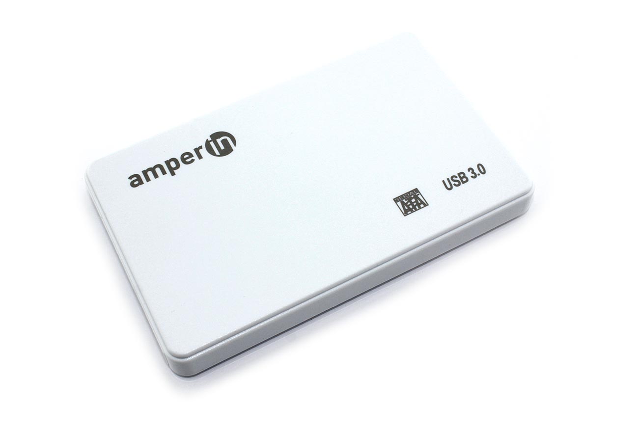 Купить корпус для жесткого диска Amperin AM25U3PW 2,5", USB 3.0, пластиновый, белый