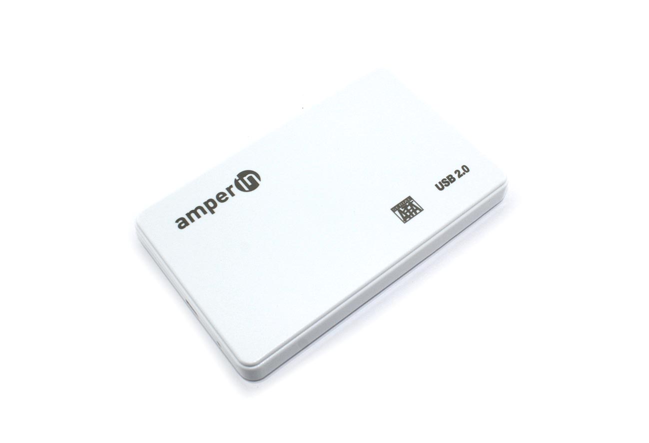 Купить корпус для жесткого диска Amperin AM25U2PW 2,5", USB 2.0, пластиновый, белый