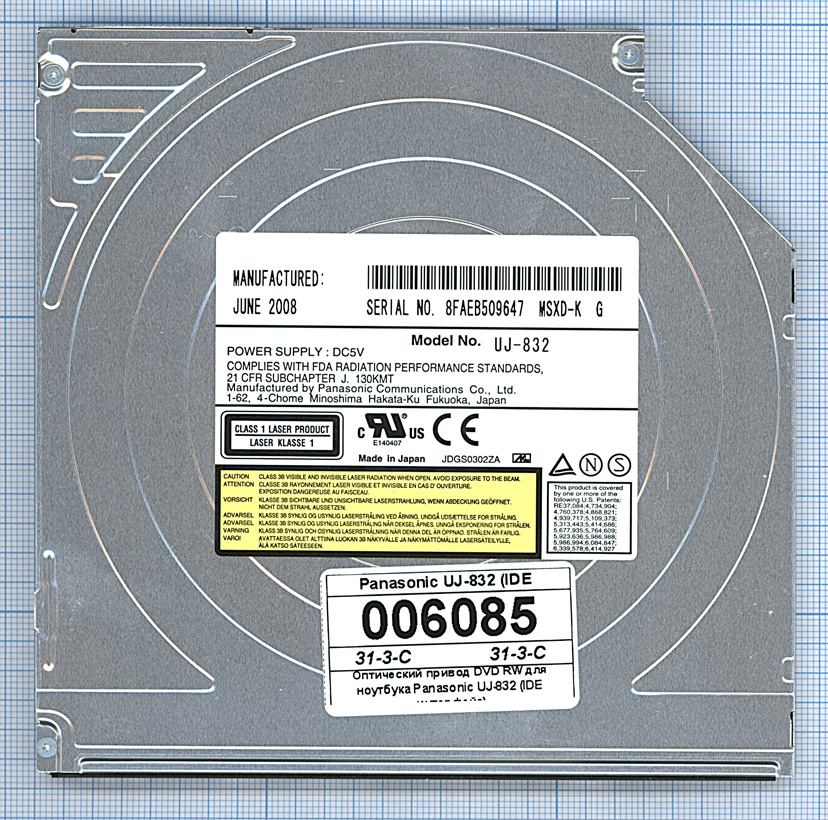 Купить оптический привод DVD RW Panasonic UJ-832 для ноутбуков (IDE интерфейс)