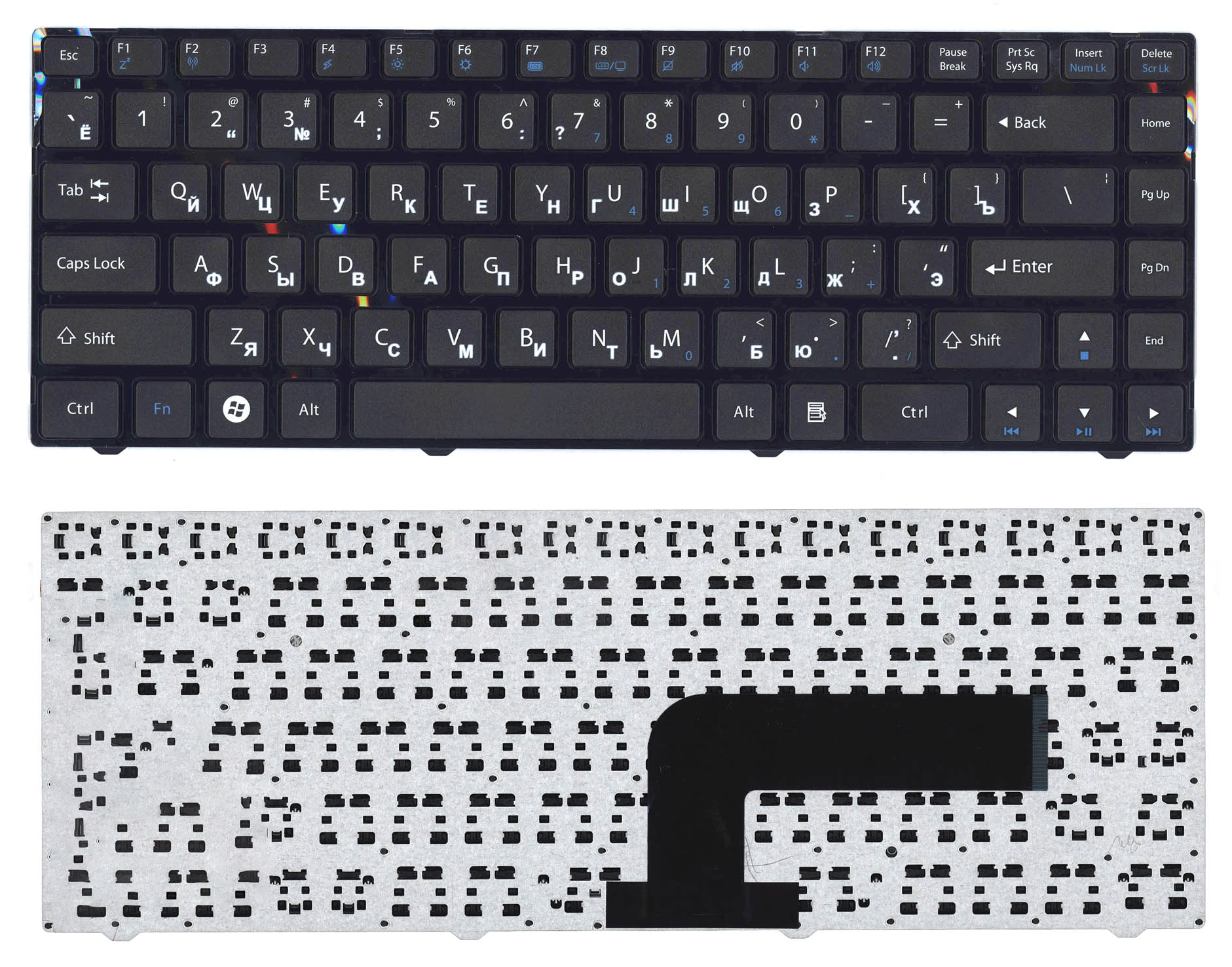Купить клавиатура для ноутбука DNS Pegatron B14Y, Clevo W740  черная с рамкой