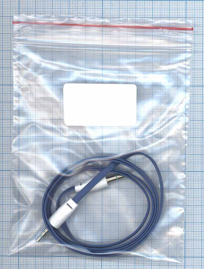 Купить аудио кабель Jack 3.5 - Jack 3.5, 1м (плоский кабель) синий