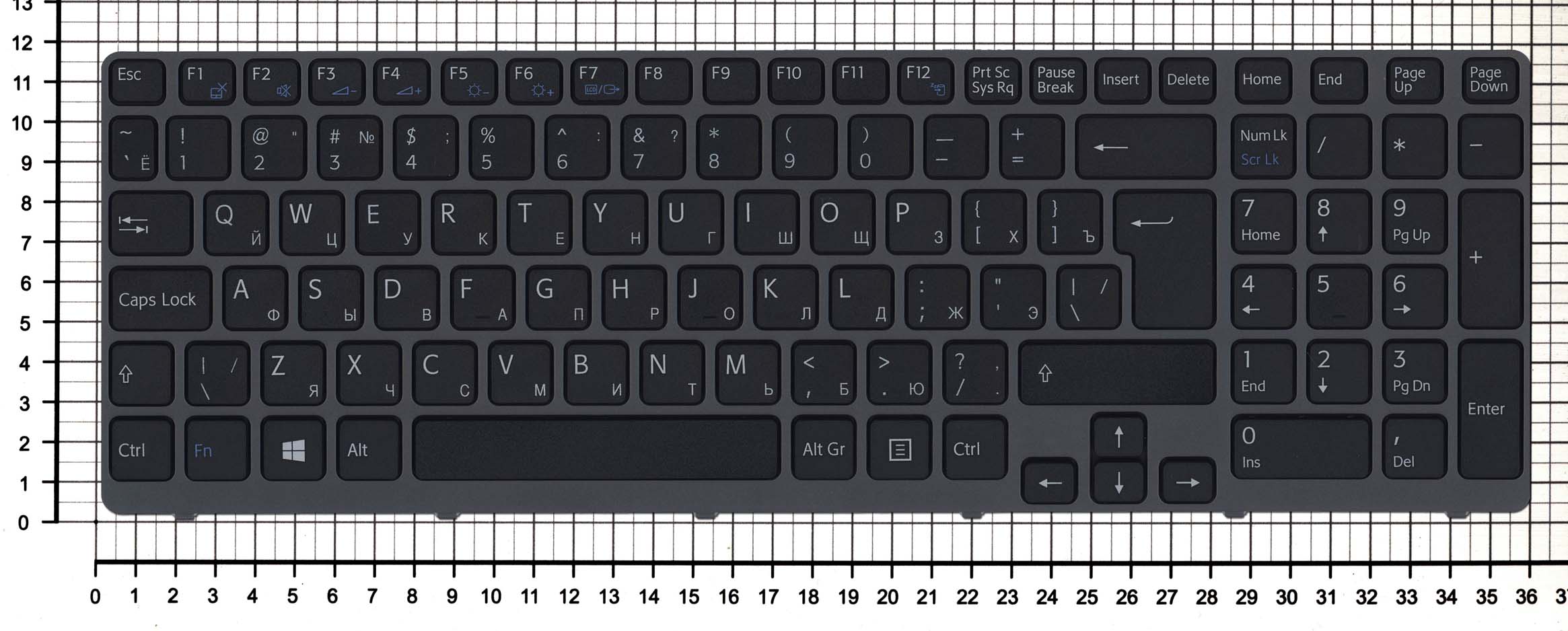 Купить клавиатура для ноутбука Sony Vaio SVE15 черная с серой рамкой
