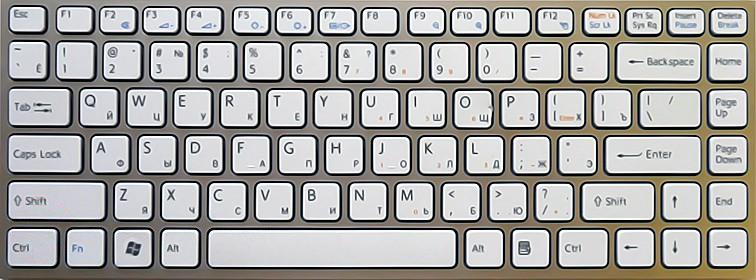 Купить клавиатура для ноутбука Sony Vaio VPC-Y белая с серебристой рамкой