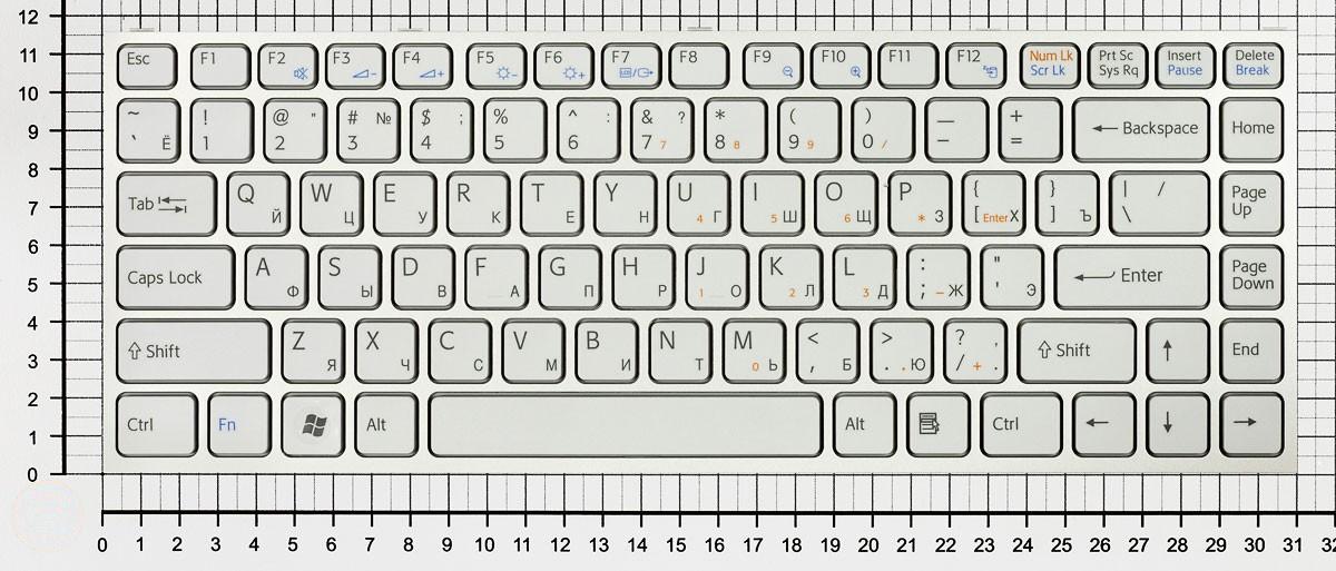 Купить клавиатура для ноутбука Sony Vaio VPC-Y белая с серебристой рамкой