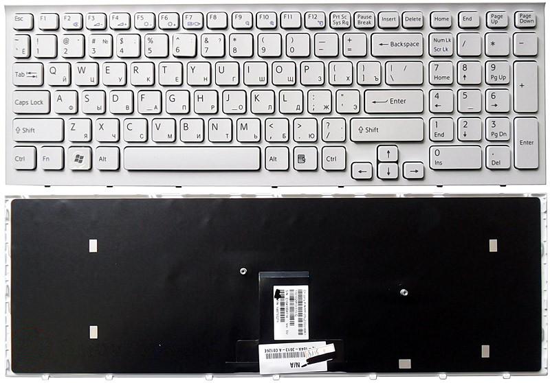 Купить клавиатура для ноутбука Sony Vaio VPC-EB белая с белой рамкой