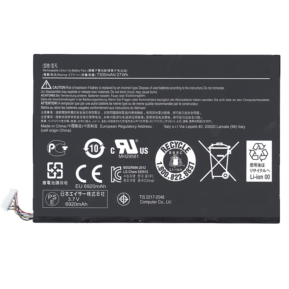 Купить аккумуляторная батарея для планшета Acer Iconia Tab W510 (AP12D8K) 27Wh