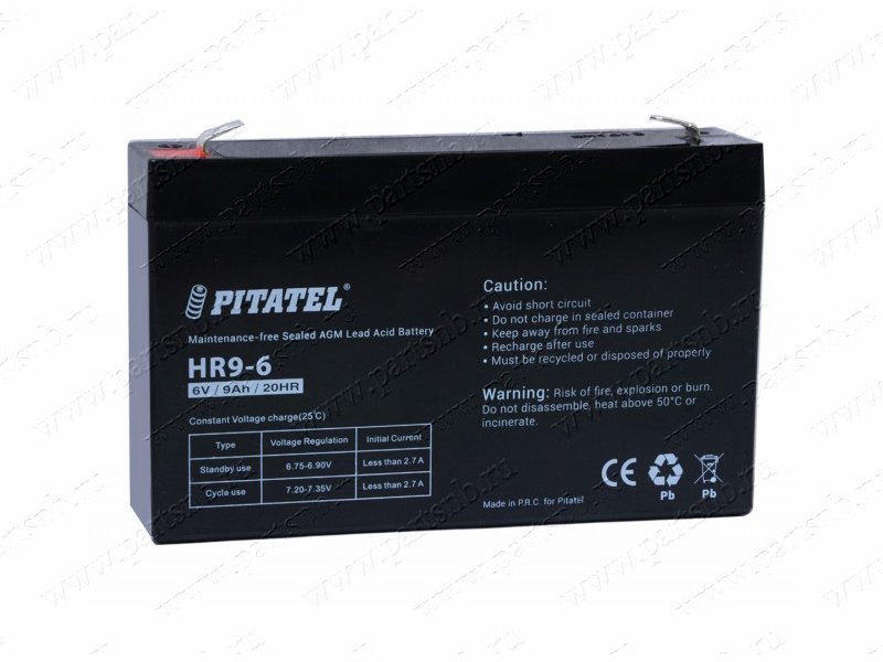 Купить аккумулятор Pitatel HR9-6, HRL 634W, RBC18 (6V, 9000mAh) HR9-6