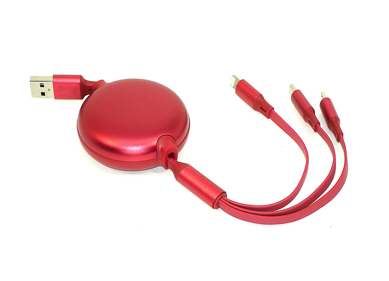 Купить кабель Baseus Little Octopus 3-in-1 Lightning+USB-C+micro-USB (1,2 метра) красный 