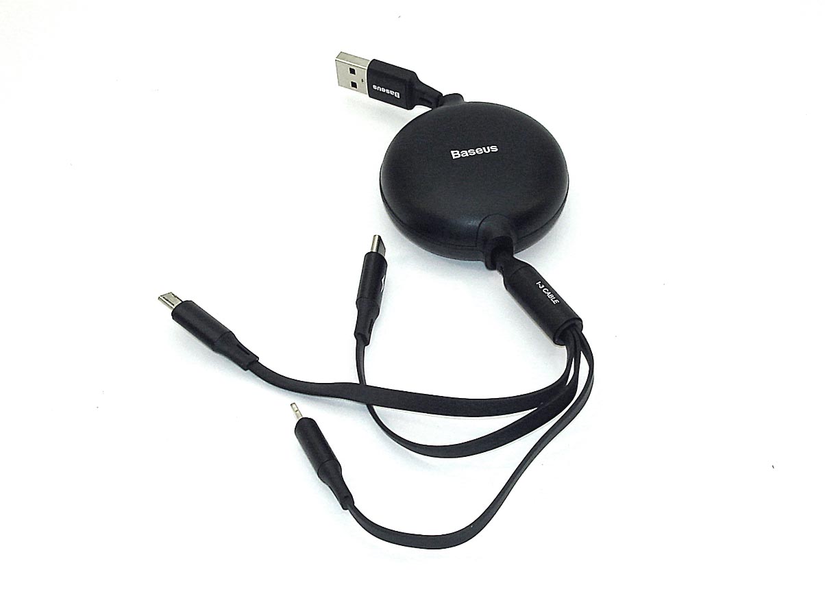 Купить кабель Baseus Little Octopus 3-in-1 Lightning+USB-C+micro-USB (1,2 метра) чёрный