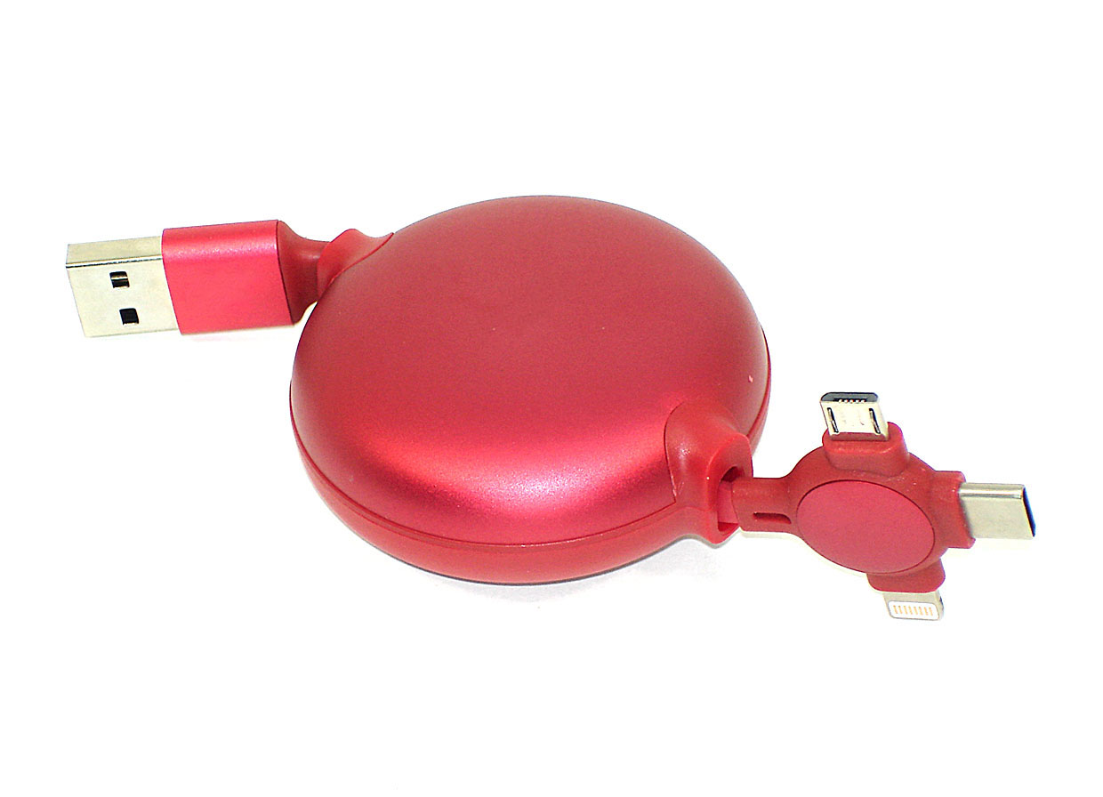 Купить кабель Baseus Little Octopus 3-in-1 Lightning+USB-C+micro-USB (1 метр) красный