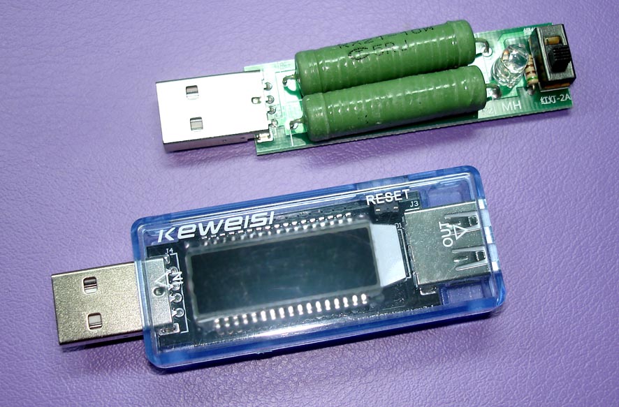 Купить usb-тестер Keweisi KWS-V20 + Нагрузочный резистор (1-2A) с USB-разъемами