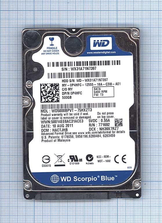 Купить жесткий диск WD Blue 2.5", 500GB, SATA II