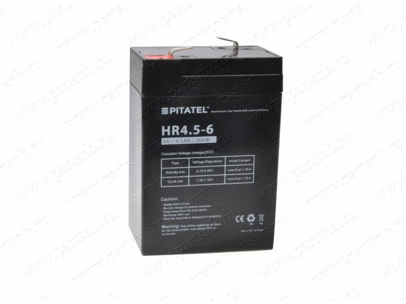 Купить аккумулятор Pitatel HR4.5-6, DTM 6045 (6V, 4500mAh) Типоразмер 6-4.5