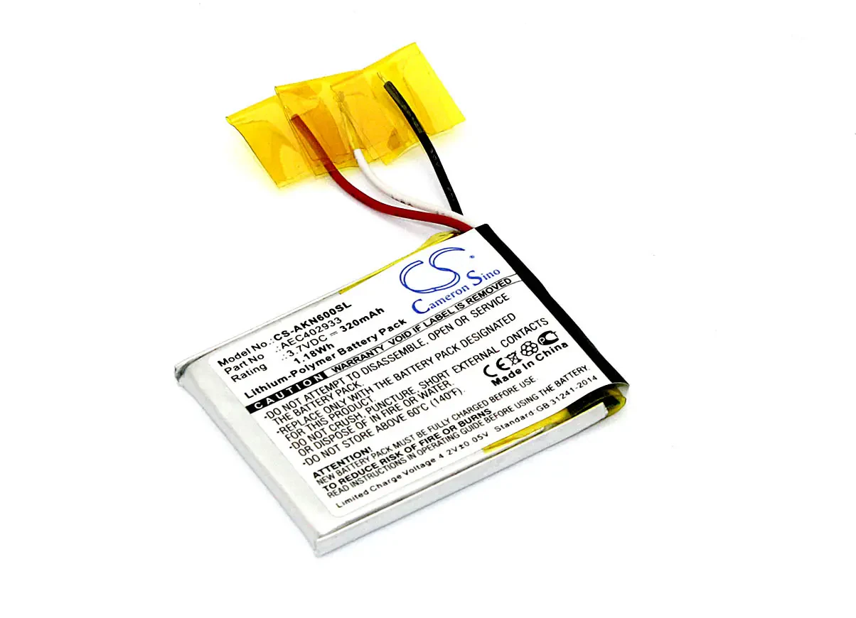 Аккумуляторная батарея CameronSino CS-AKN600SL для AKG N60 NC 320mAh (1)