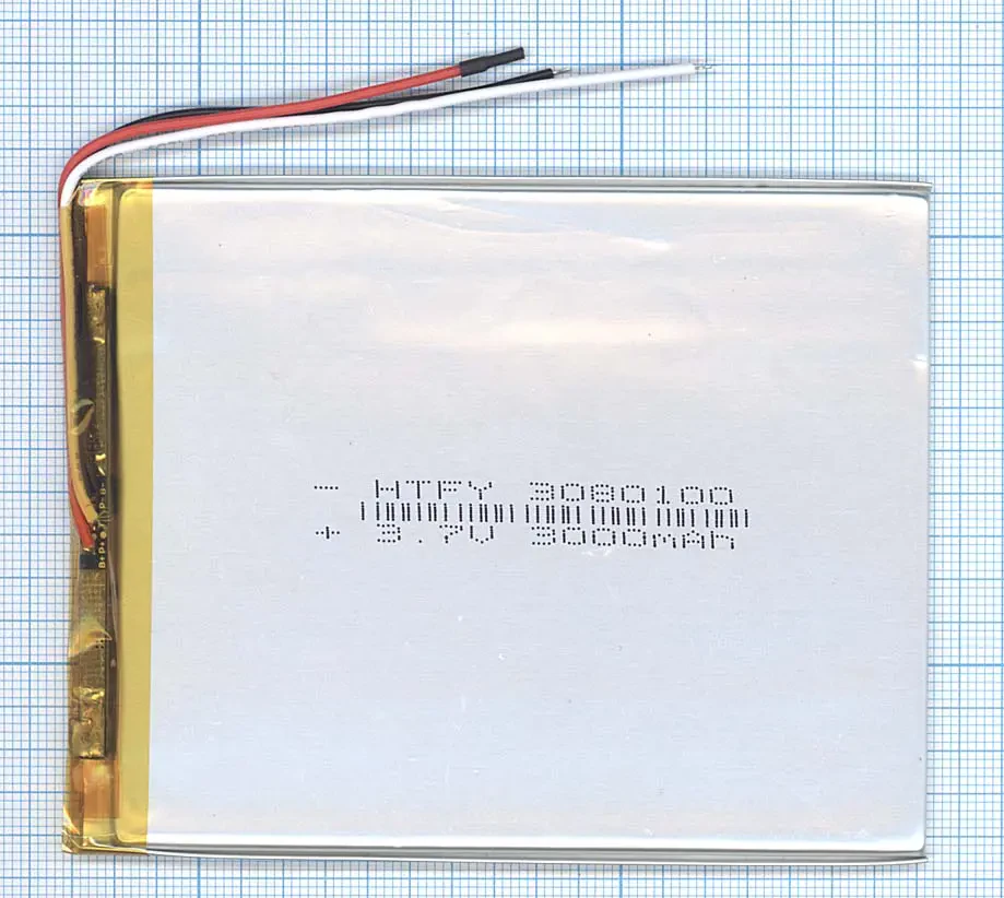 Аккумулятор Li-Pol (батарея) 3*80*100мм 3pin 3.7V/3000mAh (1)