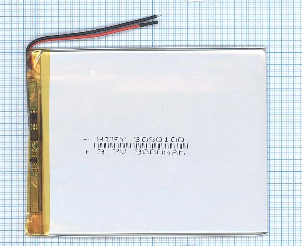 Аккумулятор Li-Pol (батарея) 3*80*100мм 2pin 3.7V/3000mAh (1)