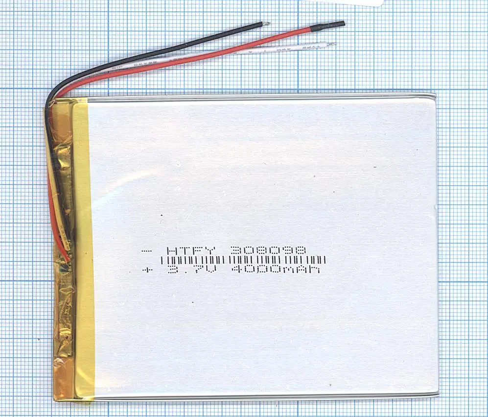 Аккумулятор Li-Pol (батарея) 3*80*98мм 3pin 3.7V/4000mAh (1)