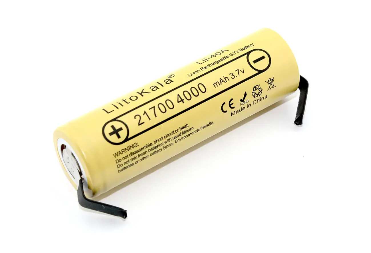 Аккумулятор типа 21700 Li-Ion LiitoKala Lii-40A-N with connectors 4000mAh, 3.7V (1)