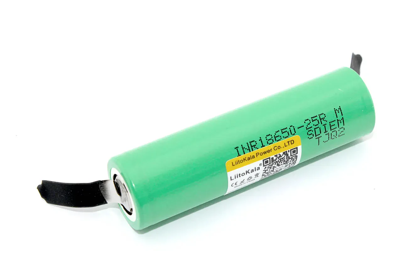 Аккумулятор типа 18650 Li-Ion LiitoKala Lii-25R-N with connectors 2500mAh, 3.7V (1)