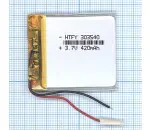 Аккумулятор Li-Pol (батарея) 3*35*40мм 2pin 3.7V/420mAh иллюстрация