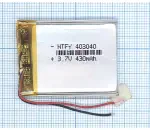 Аккумулятор Li-Pol (батарея) 4*30*40мм 2pin 3.7V/430mAh иллюстрация