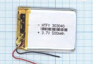 Аккумулятор Li-Pol (батарея) 3*30*40мм 2pin 3.7V/500mAh иллюстрация 1