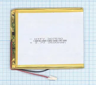 Аккумулятор Li-Pol (батарея) 3*75*90мм 2pin 3.7V/2600mAh иллюстрация 1