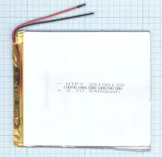 Аккумулятор Li-Pol (батарея) 2.5*100*120мм 2pin 3.7V/5400mAh иллюстрация 1