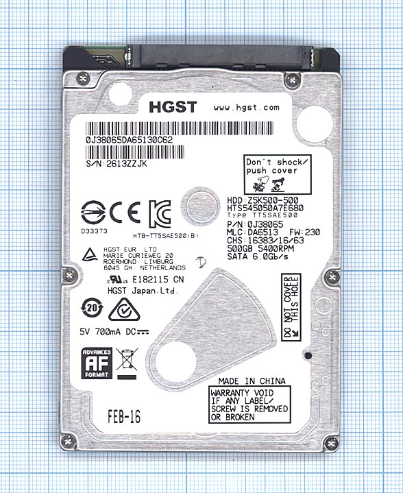 Жесткий диск HDD 2,5&quot; 500GB HGST Z5K500-500 HTS545050A7E680