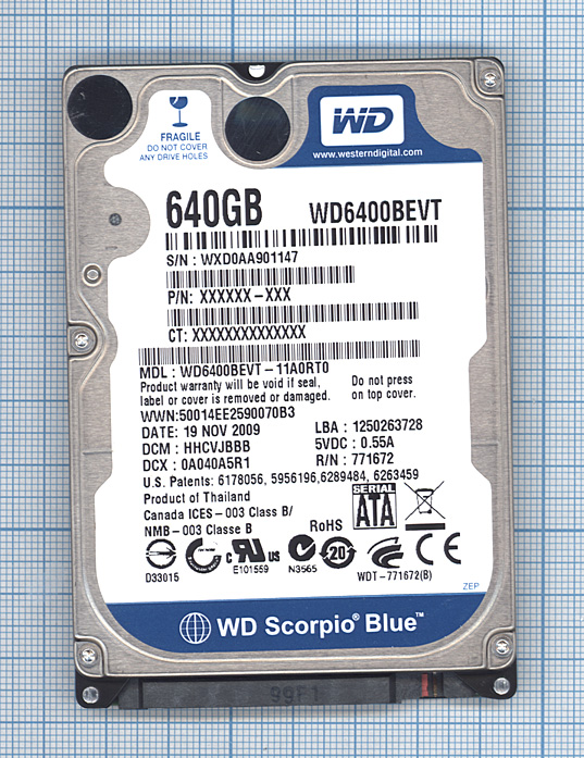 Купить жесткий диск WD Scorpio Blue 2.5",640GB, Sata 3