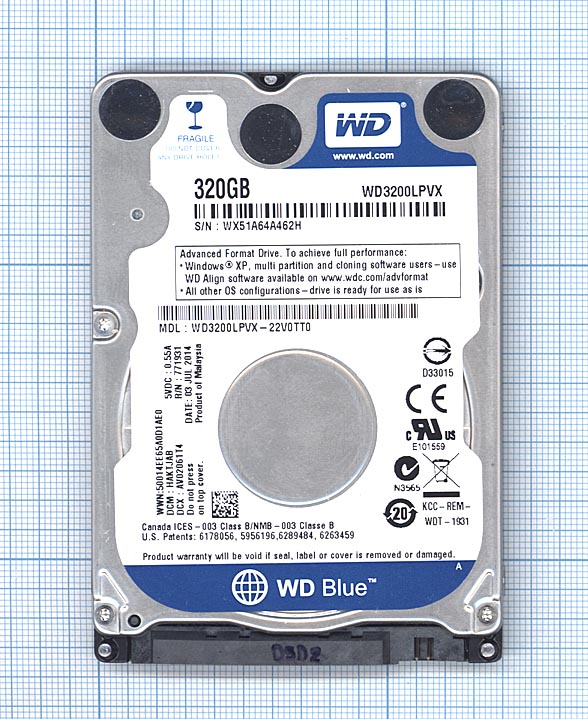 Купить жесткий диск 2.5" WD Scorpio Blue 320GB, SATA II, WD3200LPVX