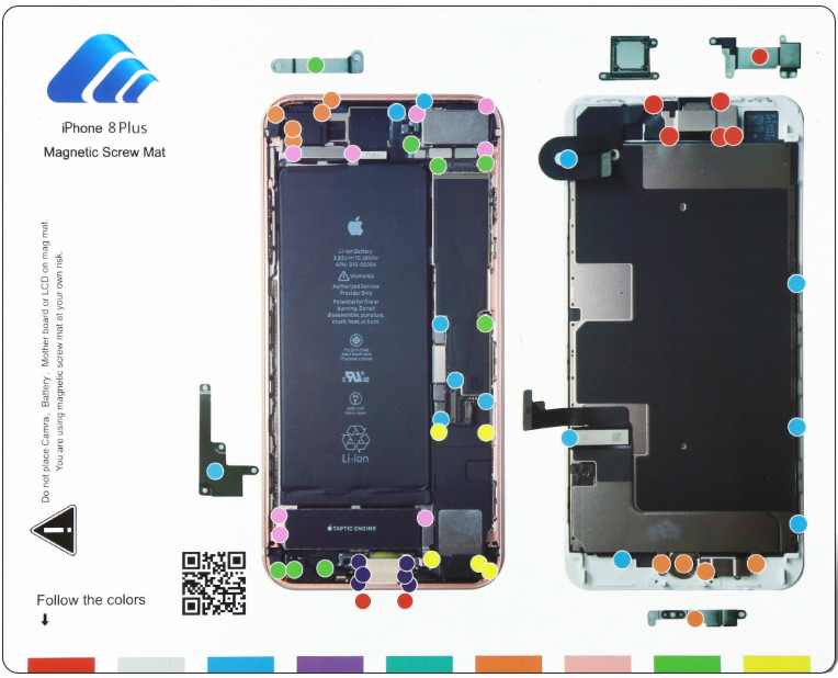 Магнитный коврик для ремонта iphone xs max со схемой разбора