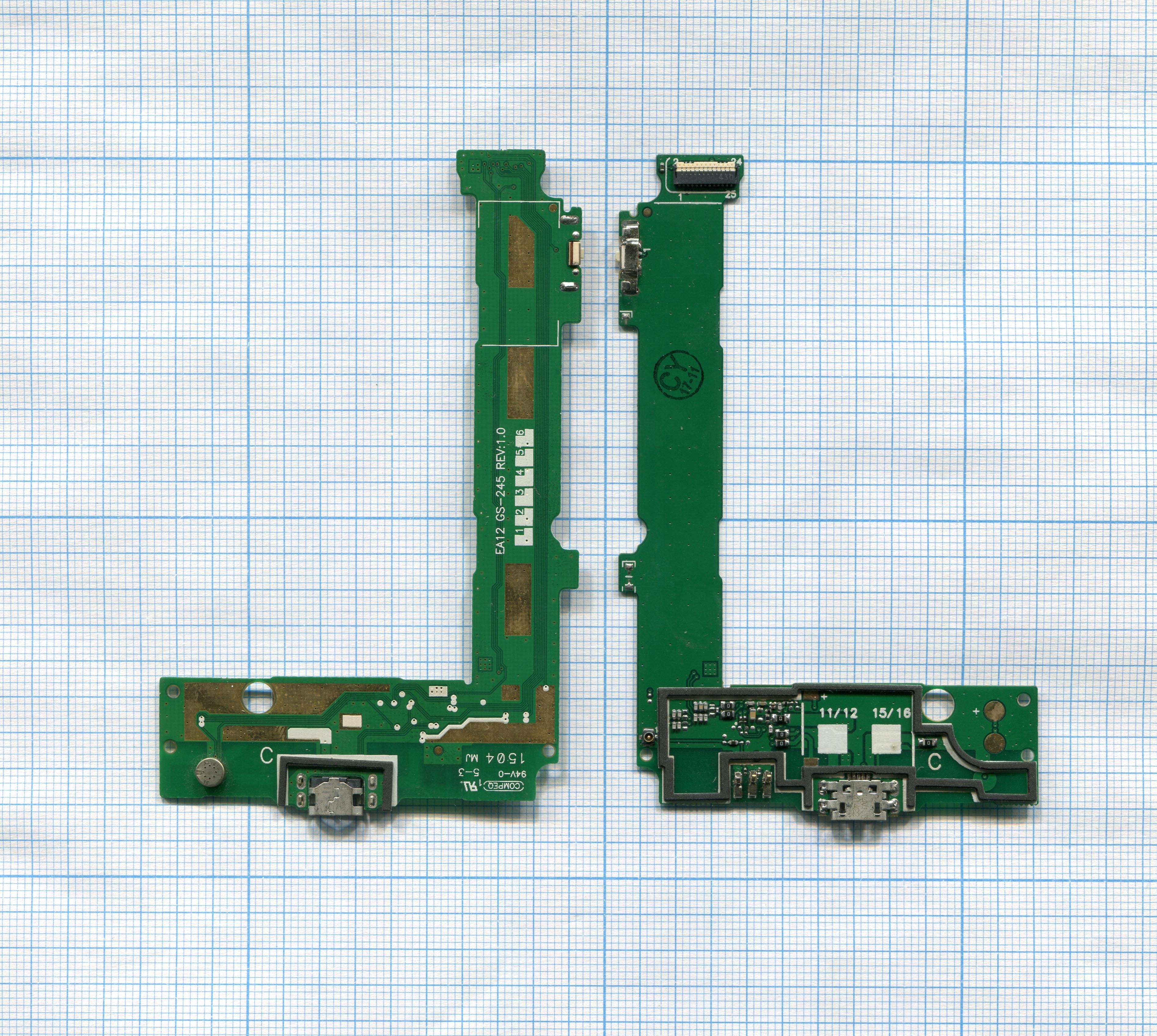 Разъем Micro USB для Microsoft 535 Dual (плата с системным разъемом, микрофоном и шлейфом)