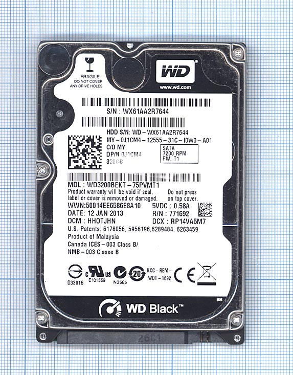 Жесткий диск 2.5&quot; WD Scorpio Black 320GB, SATA II